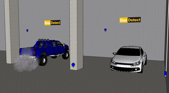 Gasdetektor til parkeringskælder - overvågning af udstøningsgasser og brændstofdampe